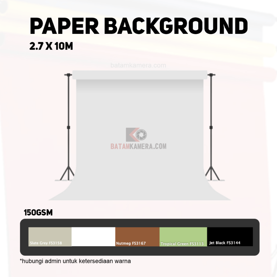 Background Paper Kertas Polos Seamless Sunfor Uk. 2.7x10m 150gsm