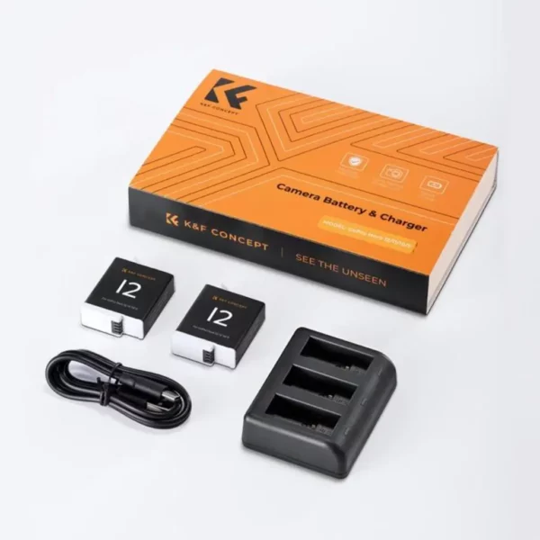 KNF Concept Battery For GoPro Hero 9 10 11 12 13 (2 Batt + Charger)