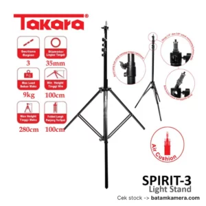 TAKARA SPIRIT-3 Light Stand Lightstand Tripod Spirit3 Tripod Lampu